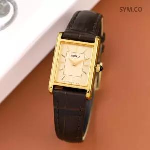 SWR110P1 사각케이스 아날로그 사파이어 캐쥬얼 정장 여자 가죽 시계 d