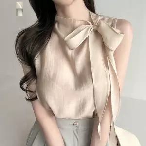 [페이릿][페이릿] 피코 사이드 타이넥 쉬폰 민소매 블라우스