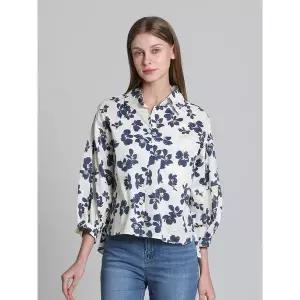 [하프클럽/]마룬 플라워 언발 카라셔츠 (택가격 318000원)