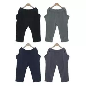 여자 7부 면 허리밴딩 바지 홈웨어 편한 배기 팬츠 (HSJ-WBDD814)