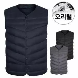 [하프클럽/디바옴므]덕다운 투웨이 경량 패딩 집업 라운드 조끼 오리털