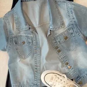 여름 얇은 데님 자켓 셔츠 반팔 숄 청남방 아우터 여자친구룩 숏