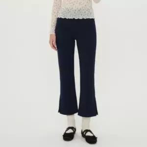 여성 신축성 데일리 하이웨이스트 슬릿 부츠컷 팬츠