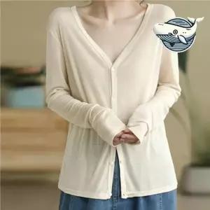 가벼운 여름 브이넥 가디건 실내외 활용 카디건 썸머 니트 얇은 여름 크롭 로브 비치 그물 볼레로