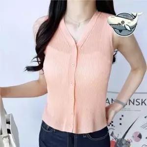 여름 필수 아이템 브이넥 슬리브리스 니트  용 여름 볼레로 니트 롱 썸머 그물 얇은 루즈핏 숏 크롭