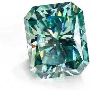 Moissanite 5x7mm 1.0ct VVS1 블루 그린 컬러 Radiant 우수 컷 루즈 원석 인증서로 보석 제작 가능