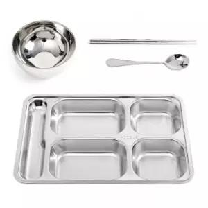 온 HZ54XZ23 스테인리스 4구 식판 풀세트 수저칸 특대 병원