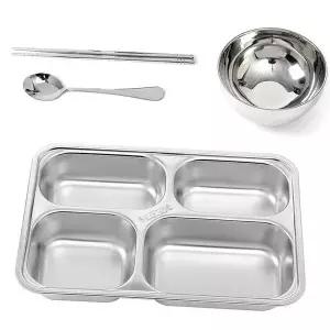 식판도시락 OW86RD56 식판식기 스테인리스 가정용식판 식판 4구