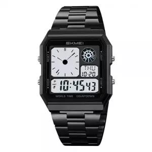 월드 타임 메탈 남성 정장 디지털 전자 손목 시계