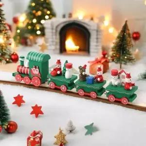 ( )스노우 크리스마스 원목 기차그린 미니어쳐 소품_23932220