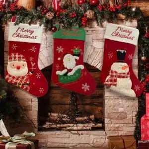(타입 3종 세트)크리스마스 트리 양말 장식 3개입 선물주머니 벽걸이_23931242