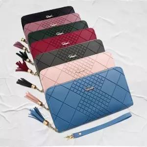 WL 가죽 장지갑 큰 수납 여성용 분리수납 손목걸이 지갑