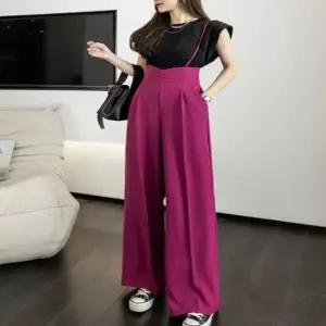 팬츠 G125795 멜빵 정장 하이웨스트 슬렉스 와이드