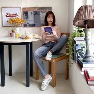 [옷자락]여자 허리밴딩 데미지 포인트 배기핏 데님 팬츠