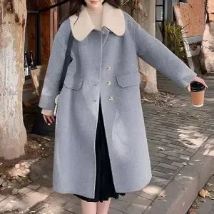 [하프클럽/]와이드니트카라 클래식 롱코트 blk004191