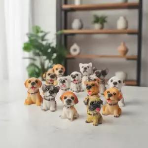 강아지 피규어 세트 12종 동물 모형 장식 소품 미니어처 인형