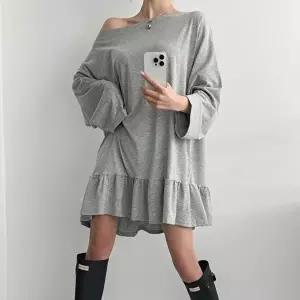 [옷자락]여자 오프숄더 빅사이즈 프릴 아방핏 미디 원피스