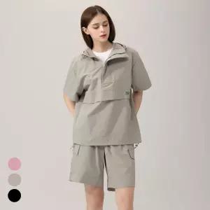 에버라스트 여성 반팔 아노락 세트 5부 상하 셋업