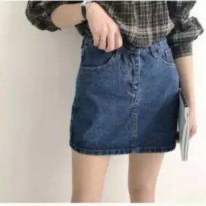 A라인 하이웨스트 청치마 미니 데님 스커트 여학생룩 데일리룩