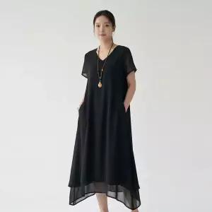 화세 시스루브이넥롱원피스_HB6MOP004C