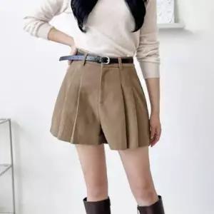 여성 여름 캐주얼 골덴 코듀로이 핀턱 반바지 숏팬츠