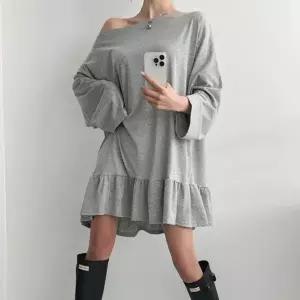 [옷자락]여자 오프숄더 빅사이즈 프릴 아방핏 미디 원피스