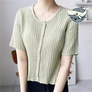 여름 골지 니트 반팔 가디건 시원한 크롭 롱 여성 숏 여름 가디건 용 그물 카디건 썸머 얇은