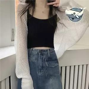 여성 여름 그물니트 가벼운 볼레로 쿨한 스타일 그물가디건 여름 용가디건 니트가디건 크롭가디건 얇은가디