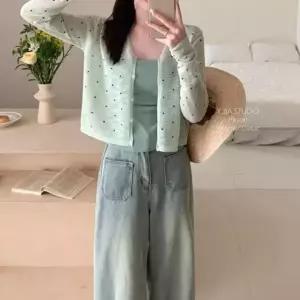 여성 5컬러 봄 여름 얇은 니트 도트가디건 긴팔 니트 여성 가디건 여름