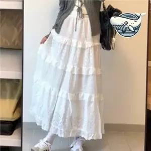 여름 플레어 롱스커트 고급 레이스 화이트 여성 롱 여름 치마 여성 샤 플 스커트 플레어