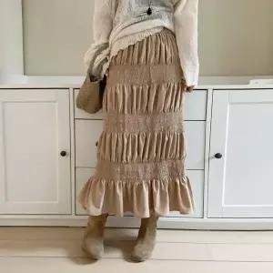 [하프클럽/]여자 여성스러운 티어드 클래식 롱스커트