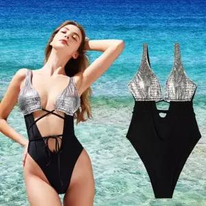 [하프클럽/]여성 블팩 실버 원피스 여자 비키니 수영복