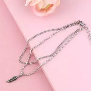 A551 써지컬 체인 발찌 레이어드 실버 엔틱 하프 두줄 패션 여자 장식 악세사리 무알러지 발찌 선물용