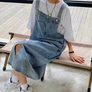 [하프클럽/]캐주얼하고 유니크한 멜빵 패션 데님 언발란스