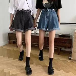 [하프클럽/]여성 허리사이즈 조절 캐주얼 와이드핏 레그 청반바지