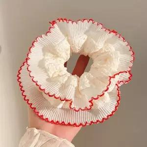 [하프클럽/]도트 라인 빅사이즈 리본 헤어곱창 머리끈 헤어슈슈