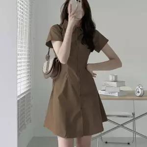 [하프클럽/]러블리 카라 원피스 데일리 버튼 반소매 드레스