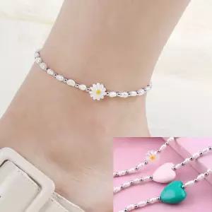 A562 하트 플라워 써지컬 스틸 천연 담수 진주 보석 체인 발찌 자개 비즈 원석 꽃 볼 주얼리 여자 여성 무알러지 패션 악세사리 고양이 강아지 목걸이 발찌 선물 사이즈주문제작가능