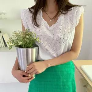 [다잇템] 여자 레이스 프릴 펀칭 크로쉐 티셔츠