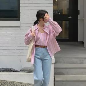 [다잇템] 여자 캐미 V넥 패턴 단가라 남방 세트