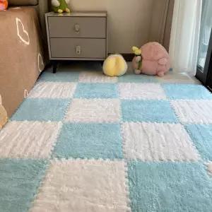 12개의 플러시 폼 바닥 매트 연동 카펫 타일 미끄럼 방지 사각 퍼즐 침실 놀이방용 EVA 영역 러그