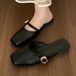 [신상오픈런]|CCS7F44|여성 스퀘어토 버클 스트랩 젤리 슬리퍼