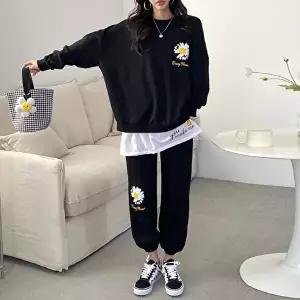 [유야]여성 플라워 맨투맨 조거팬츠 트레이닝 세트 SPST0450 봄 가을