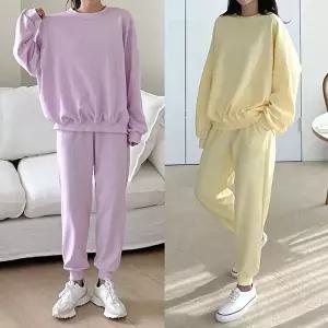 [유야]여성 무지 맨투맨 티셔츠 조거팬츠 트레이닝 세트 SPST0129 봄 가을