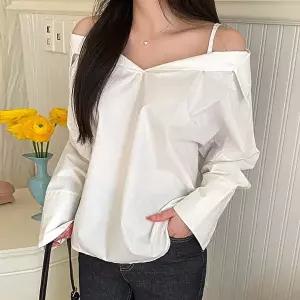 [유야]여성 코튼 무지 긴팔 오프숄더 블라우스 SBL0040 봄 가을