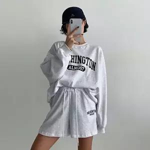 [유야]여성 면 레터링 맨투맨 긴팔티 반바지 세트 SPST0448 봄 가을