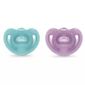누크 아기 쪽쪽이 노리개젖꼭지 2단계 블루 퍼플 세트 BNS
