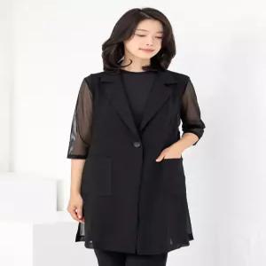 [모슬린]엄마옷 카라 쉬폰 정장 조끼 614FGH245 마담중년여성빅사이즈50대60대