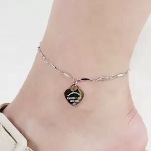 A568 포에버 러브 하트 써지컬 스틸 물결 체인 발찌 실버 데일리 펜던트 주얼리 무알러지 여자 여성 커플 패션 악세사리 고양이 강아지 목걸이 발찌 선물 사이즈주문제작가능