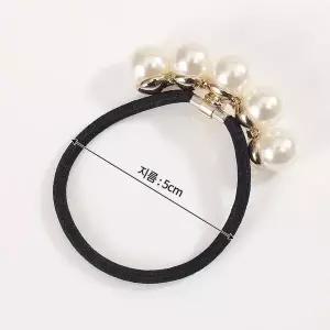 [하프클럽/]헤어끈 짱짱한 검정 진주 머리끈